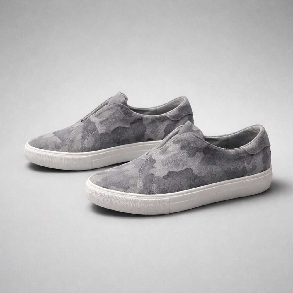 J/Slides NYC Gray Camo‎ Suede Slip On Platform Sneakers Womens 8.5 M